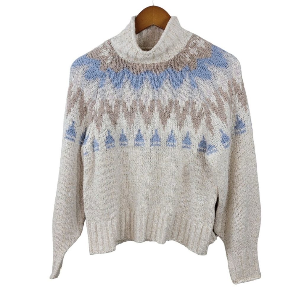 Cozy American Eagle Sweater - Beige, Blue, Brown